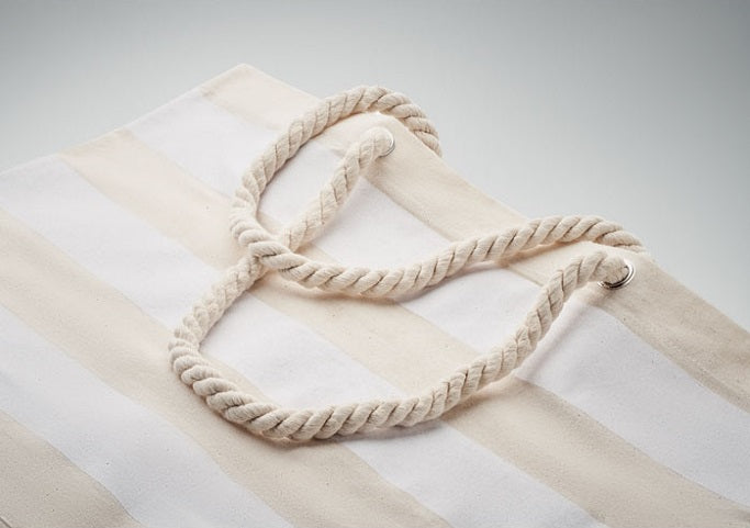 Sac de plage rayé en coton personnalisé