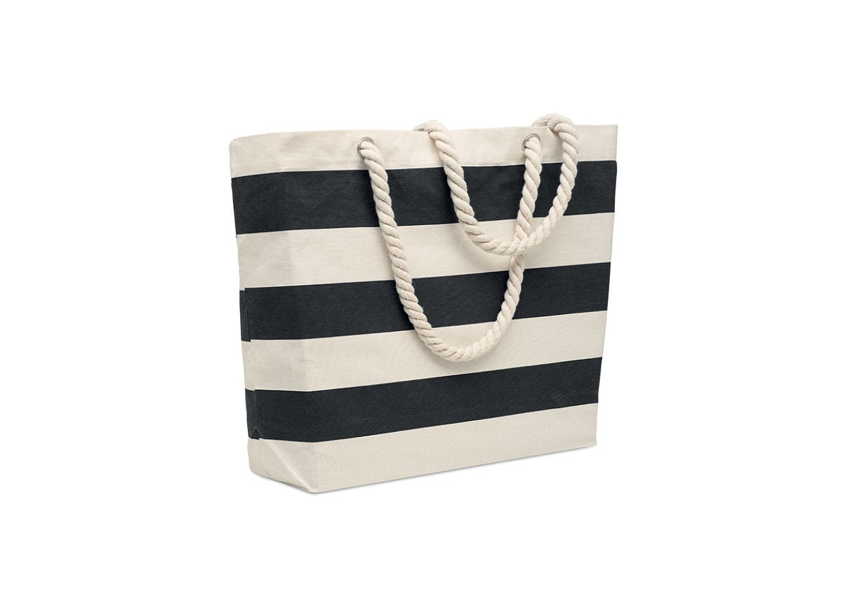 Sac de plage rayé en coton personnalisé