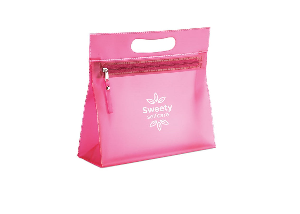 Trousse de beauté en PVC rose