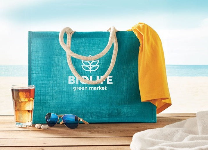 Sac de plage en jute pelliculé
