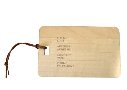 Etiquette de bagage en bois personnalisé