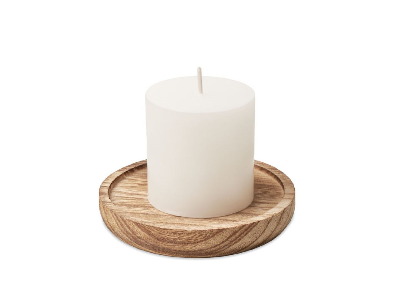 Support rond en bois avec bougie personnalisée
