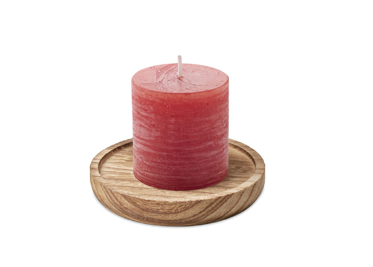 Support rond en bois avec bougie personnalisée