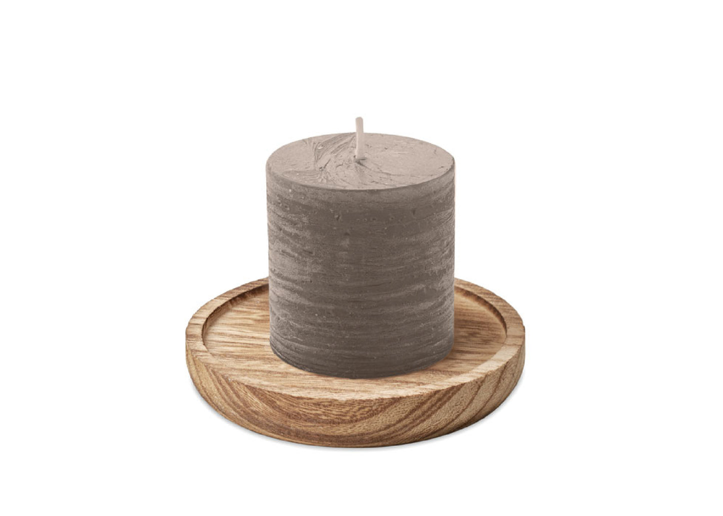 Support rond en bois avec bougie personnalisée