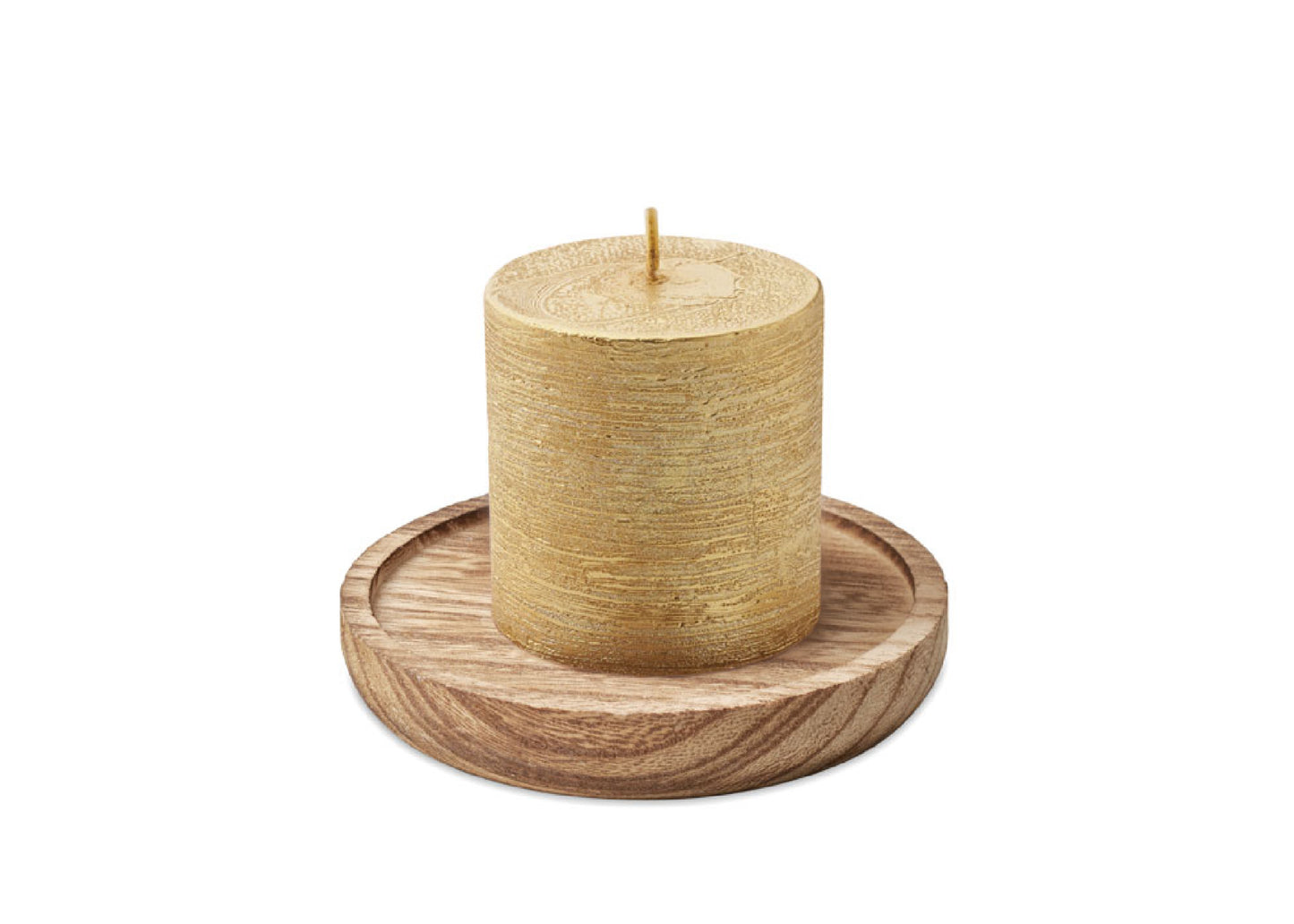 Support rond en bois avec bougie personnalisée