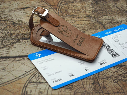 Etiquette Bagage en simili cuir personnalisée