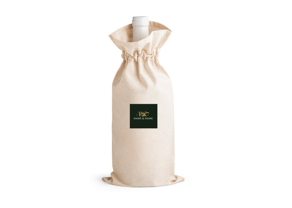 Sac en coton pour bouteille de vin personnalisé