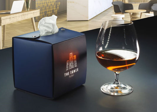 Boîte à mouchoirs en cuir recyclé PL9401