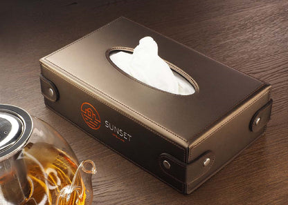 Boîte à mouchoirs en cuir recyclé PL3094