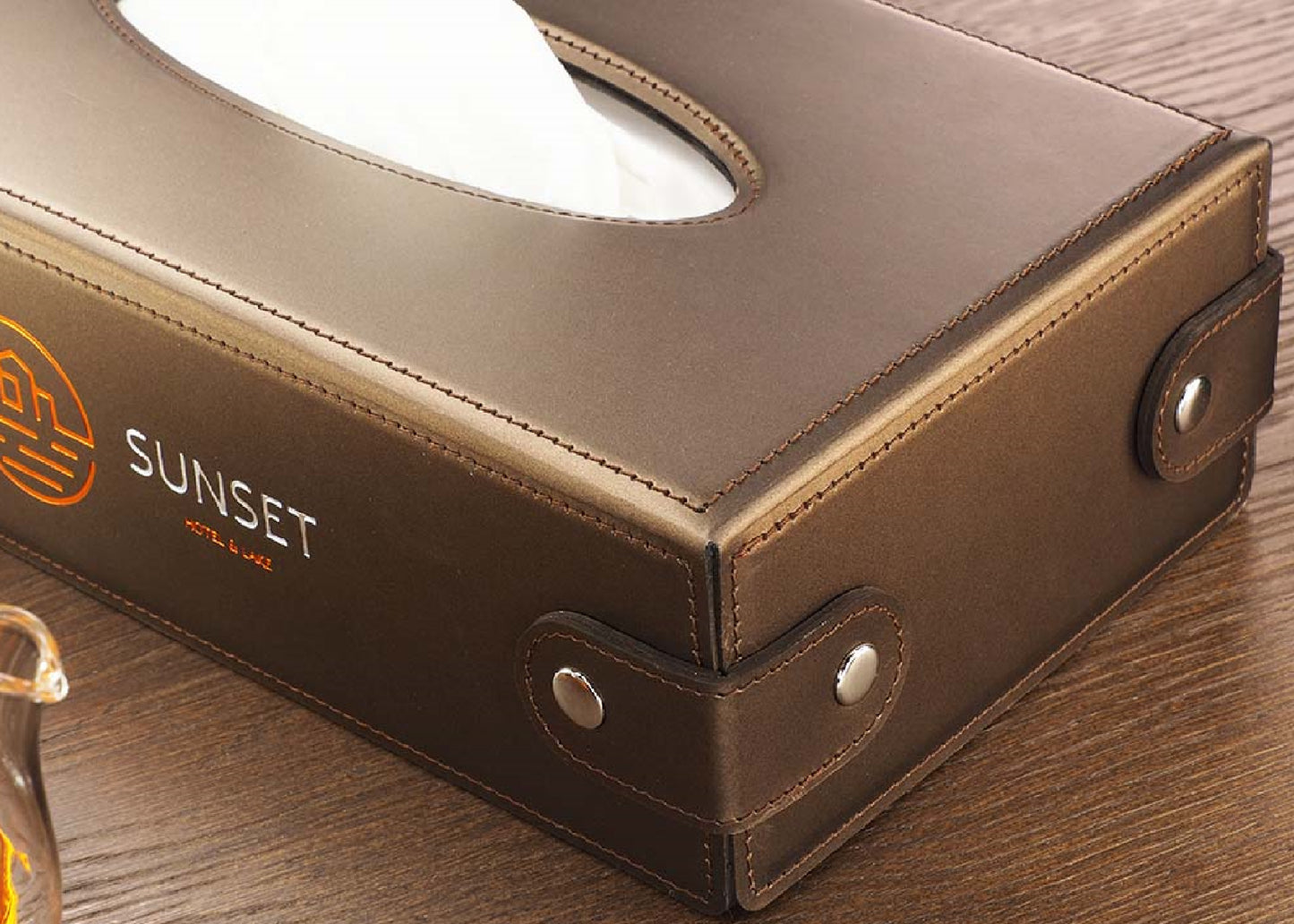 Boîte à mouchoirs en cuir recyclé PL3094