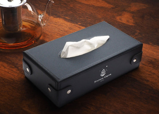 Boîte à mouchoirs en cuir recyclé PL3319