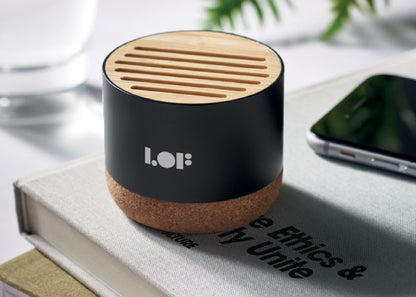 Enceinte sans fil en alu recyclé et bambou personnalisé