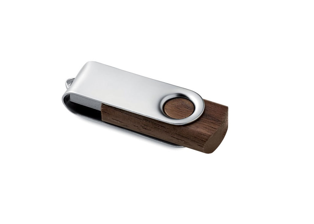 Clé USB rotative Personnalisée en Bois et capuchon métallique