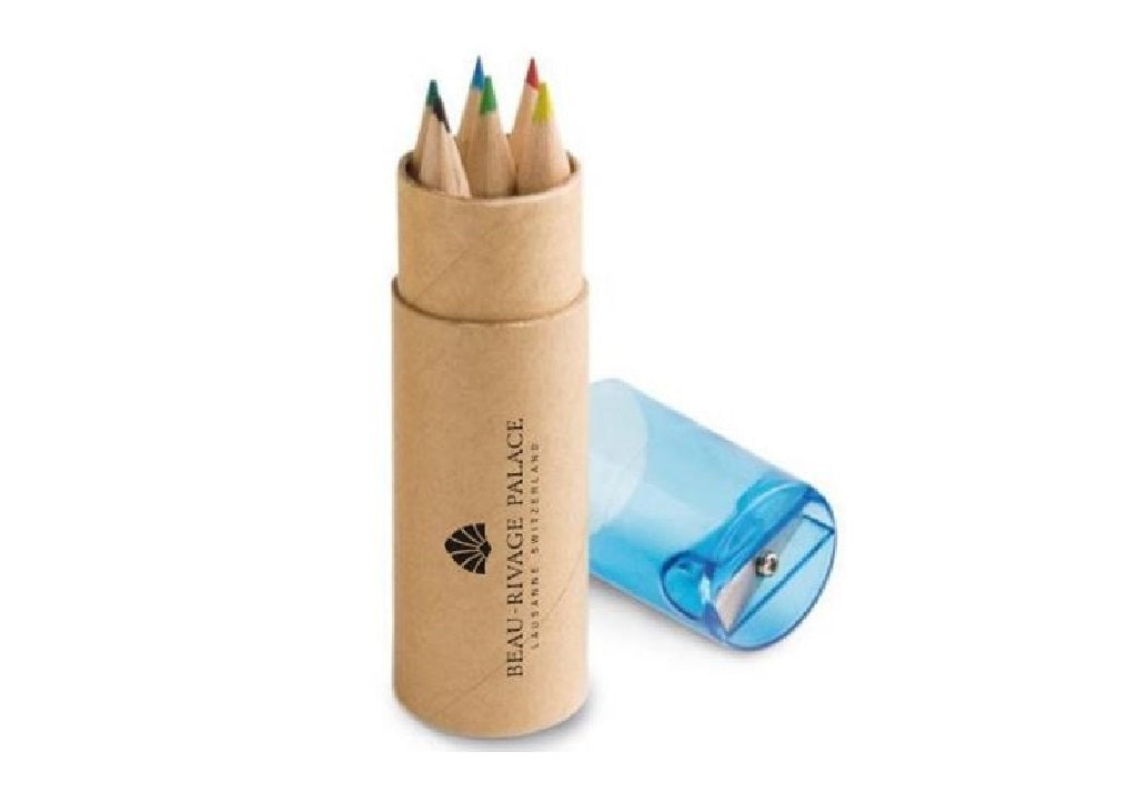 Tube de 6 crayons de couleur avec taille-crayons